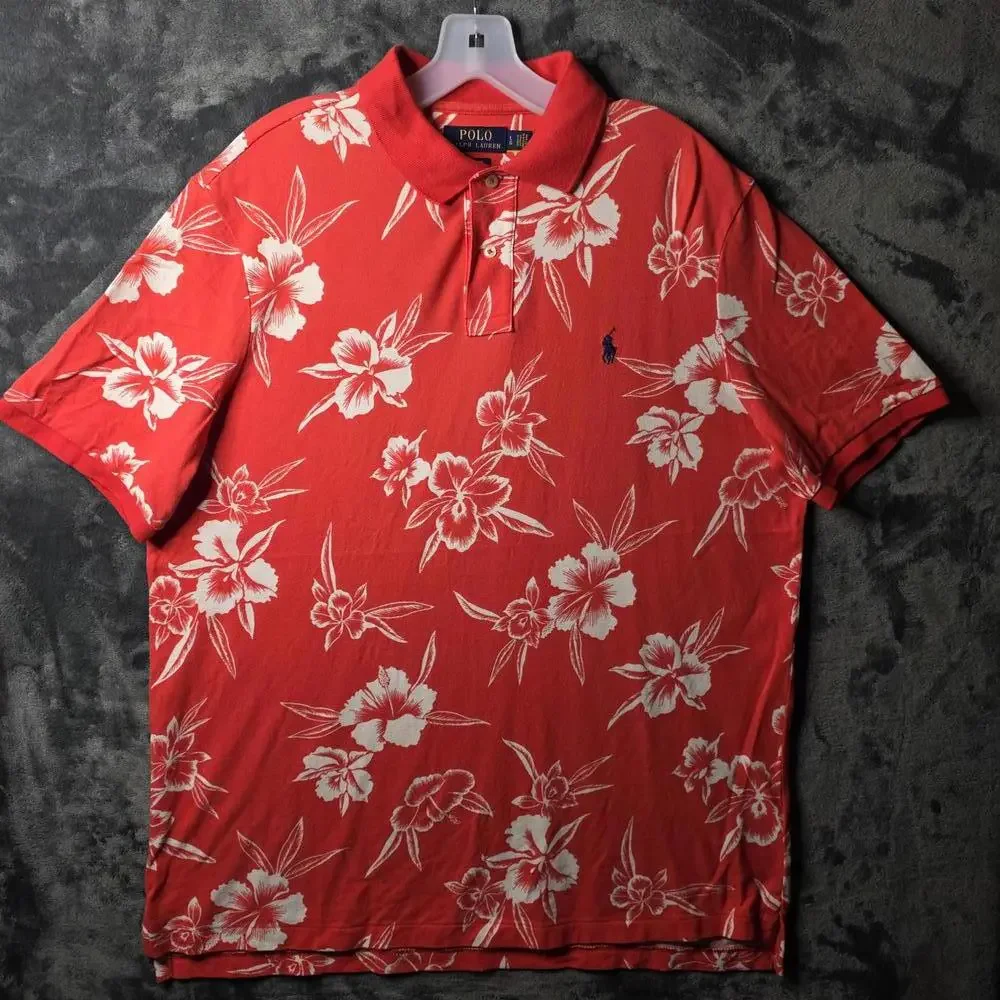 Polo Ralph Lauren Hawaiian Tropical Floral Classic Fit Polo Sz Large